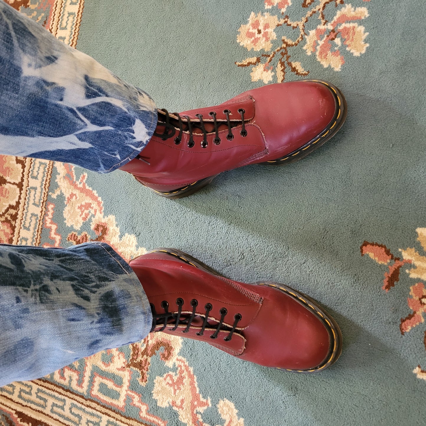 Brand new cherry red Dr Martens 10 holes made in England 90's