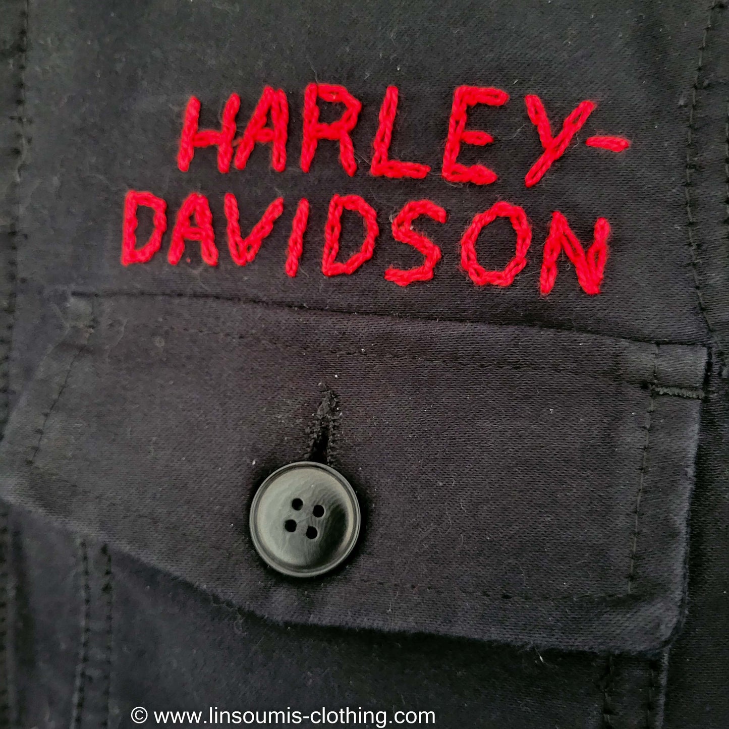 Rare french deadstock moleskin cyclist jacket hand embroided chainstitch method / veste moleskine cycliste brodée à la main Harley-Davidson