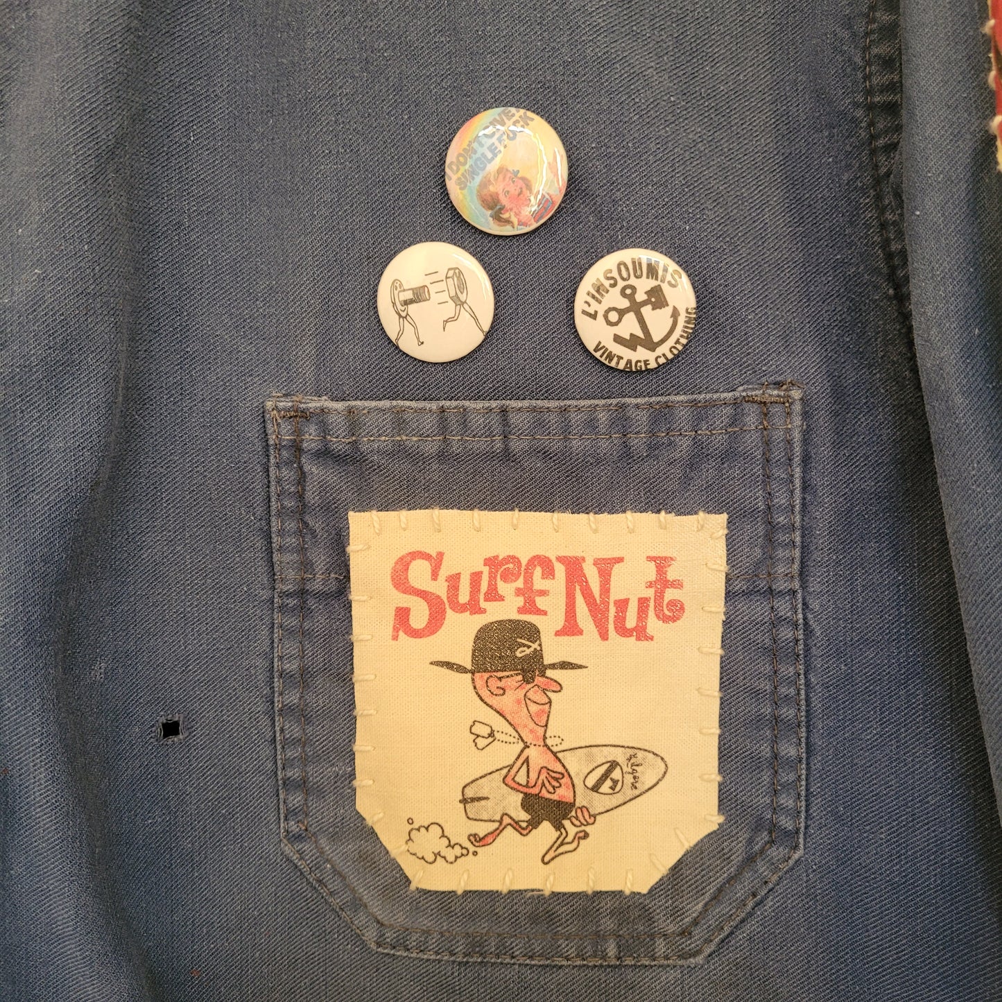 In loving memory of ED "Big Daddy" Roth handpainted french 50's workwear jacket SurFinkl