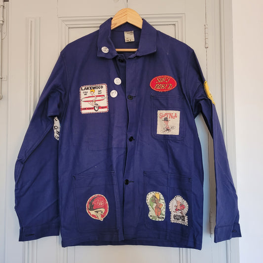 Hommage à Marc Cluzet, handpainted french 50's workwear jacket Wheels and Surf