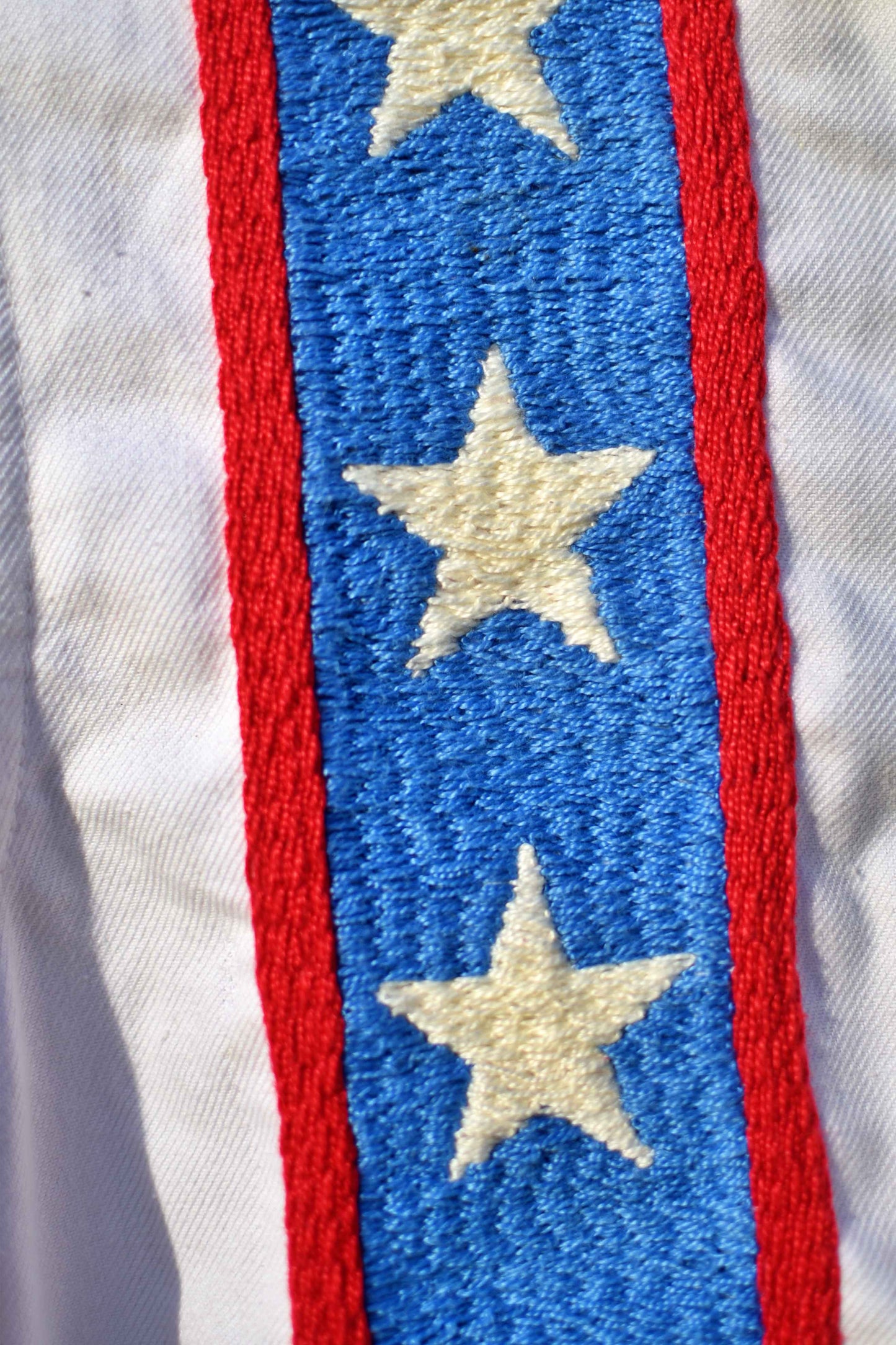 Jacket white workwear from the 50's Evel Knievel  hand embroidered chainstitch/veste ouvrière brodée main point de chaînette
