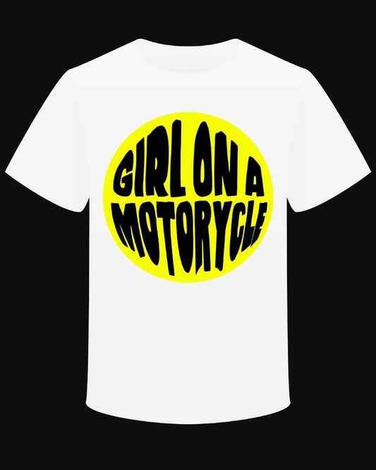 T-shirt "Girl on a Motorcycle" Version Yellow
