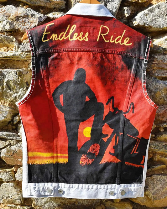 "ENDLESS RIDE" Handpainted Levi's Jacket/ veste peinte à la main