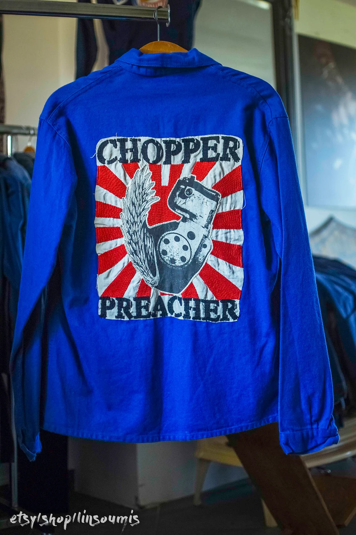 Vintage 50's handembroided jacket Chopper Preacher/ Veste ouvrière brodée main
