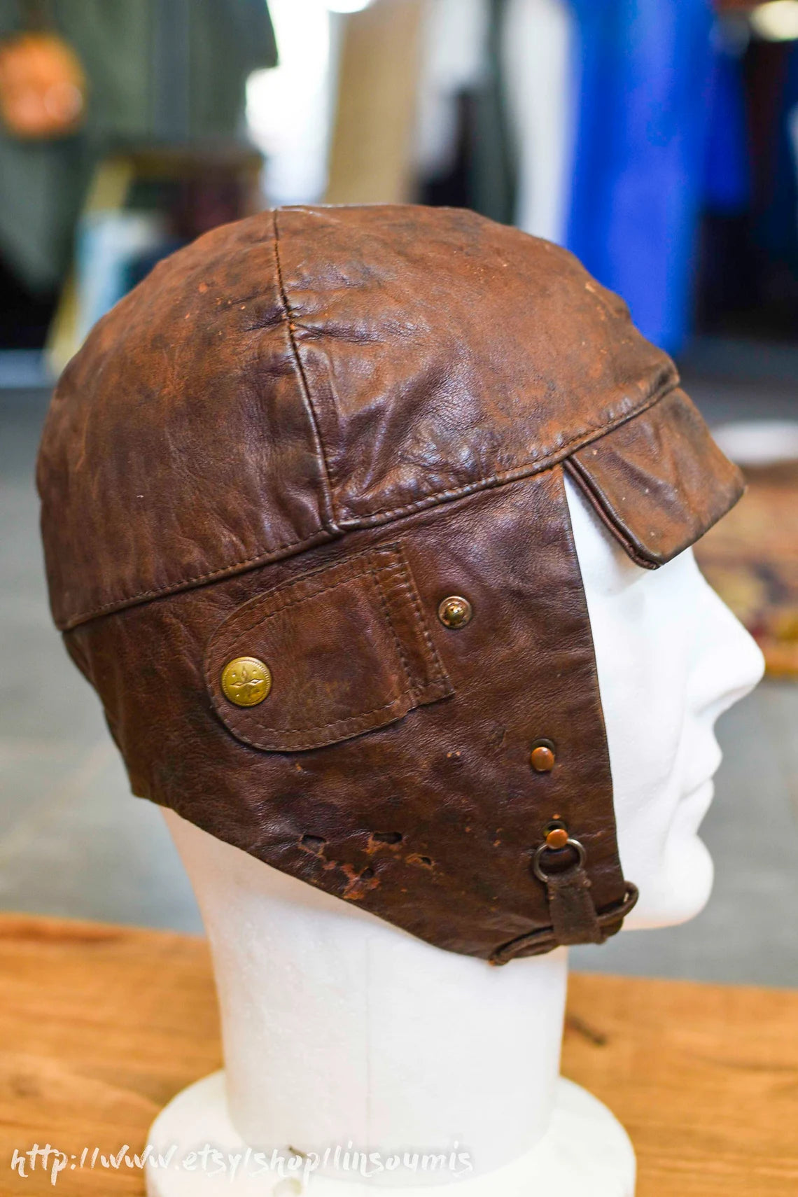 40's leather helmet aviator racer