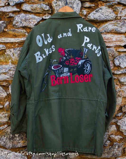 M51 jacket us army hand painted born loser/ veste de combat modèle 1951 peinte à la main