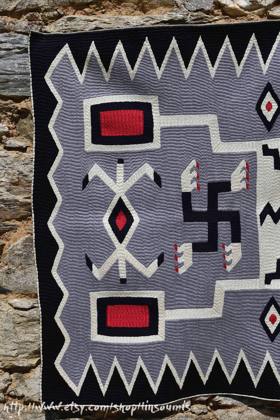 Navajo design blanket hand embroidererd by us