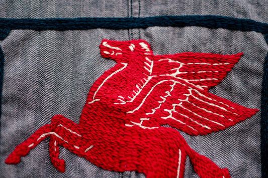 "MOBILOIL PÉGASE" BIG MAC HBT Coverall hand embroidered chainstitch/combinaison hbt brodée main point de chaînette