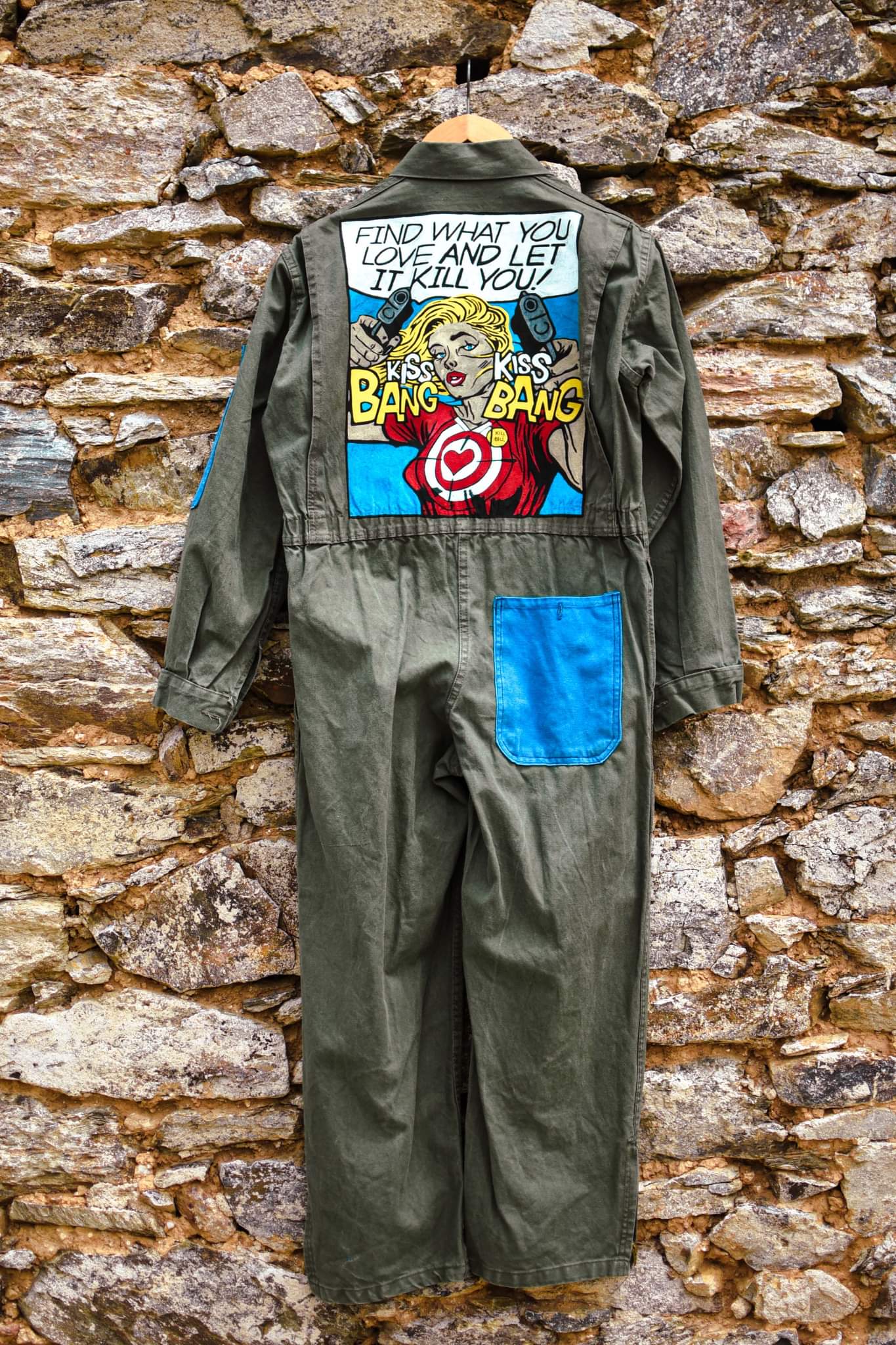 KISS KISS BANG BANG French Army Coverall 70's painted by hand/ combinaison armée française peinte main